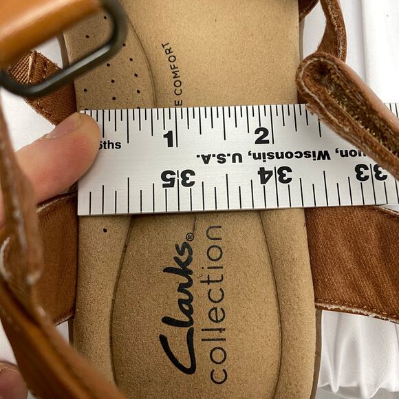 Clarks Collection Women's Comfort Fisherman Sandals Tan Leather Size 8  L:9.5" - Picture 12 of 14